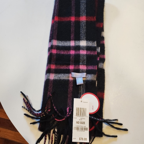 100% Cashmere Scarf One Size Black/Multi - Picture 2 of 3